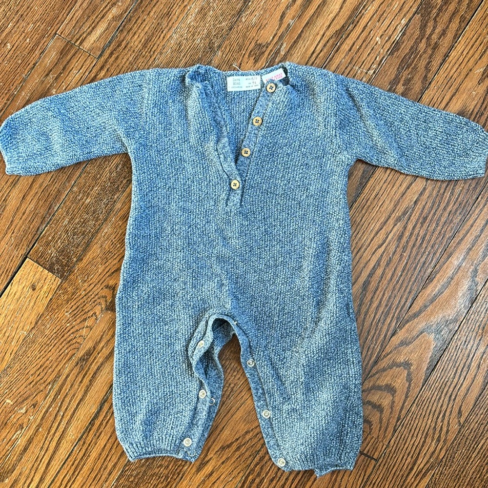 Zara Mini Denim Blue Sweater One Piece
